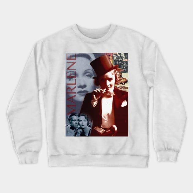 Marlene Dietrich Collage Portrait 1 Crewneck Sweatshirt by Dez53